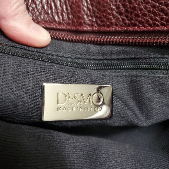 **Final Sale** Desmo burgundy Italian leather pebbled handbag - Picture 7 of 8